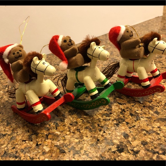 Rocking Horses; 3 teddy bear ornaments and one candle - Picture 13 of 16